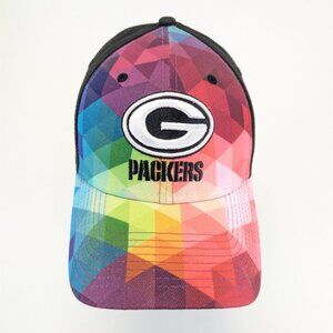 New Era Green Bay Packers 39THIRTY Crucial Catch Cancer Rainbow Hat S/M NFL